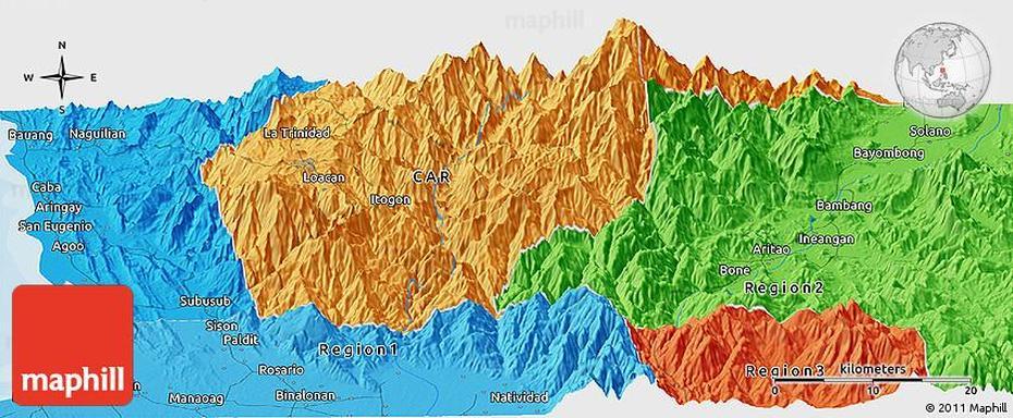 Political Panoramic Map Of Tubao, Tubao, Philippines, 兔宝宝, Tubao La Union