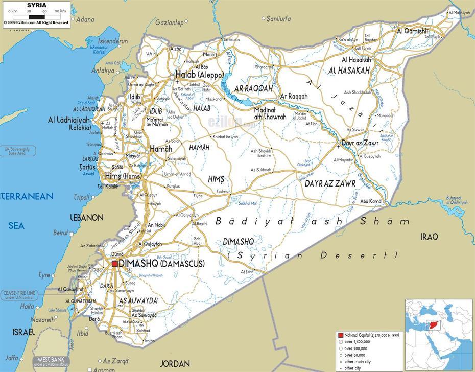 Road Map Of Syria – Ezilon Maps, Qadsayyā, Syria, Kurds Syria, Syria War