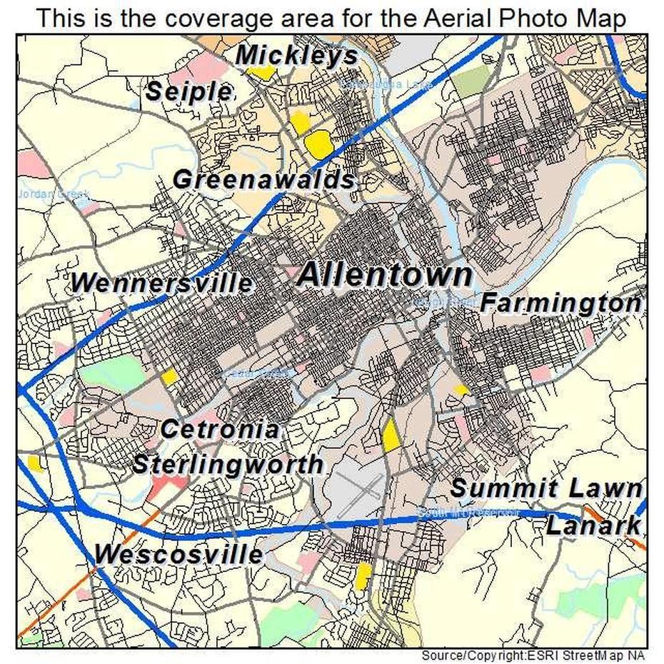 Aerial Photography Map Of Allentown, Pa Pennsylvania, Allentown, United States, Pennsylvania Zip Code, Allentown Ward’S