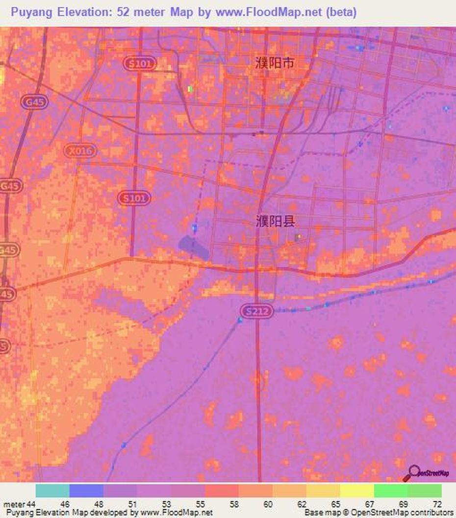 China  With Cities, China Railway, Topography, Puyang, China