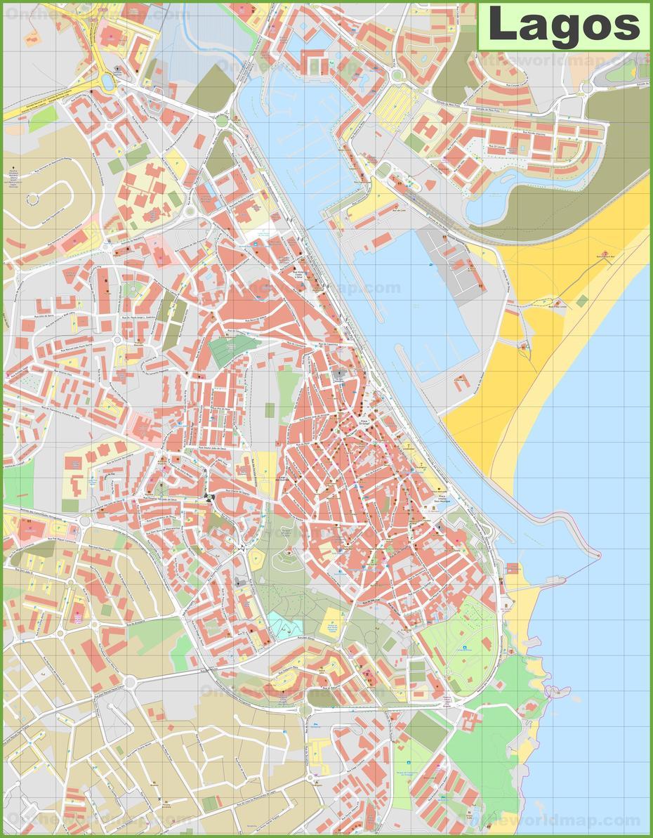 Detailed Map Of Lagos, Lagos, Portugal, Sagres Portugal, Lagos City