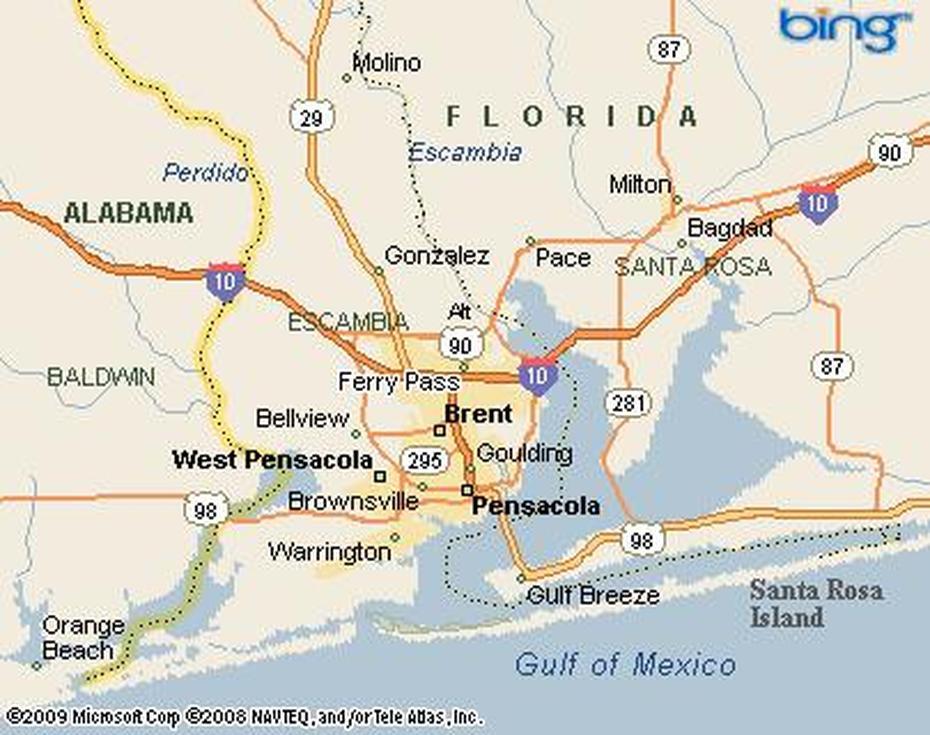 Ferry Pass, Florida Area Map & More, Ferry Pass, United States, United States  For Kids, Detailed  United States