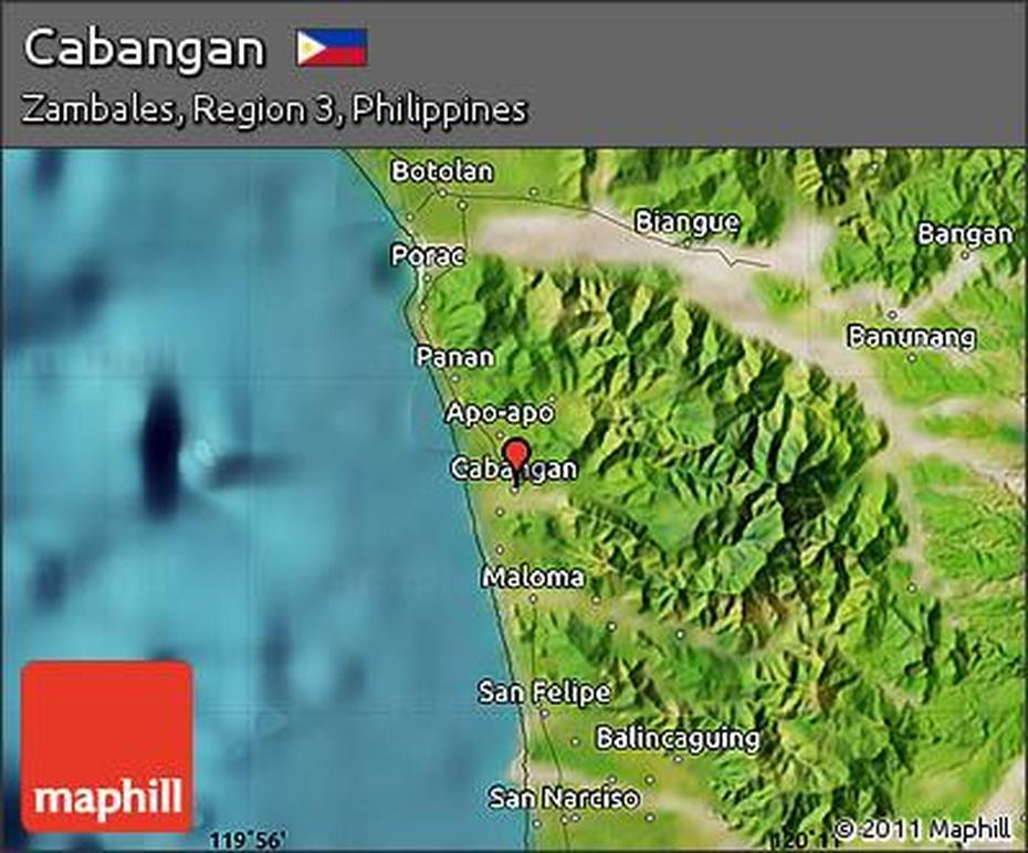 Free Satellite Map Of Cabangan, Cabangan, Philippines, Philippines Powerpoint Template, Philippines Road