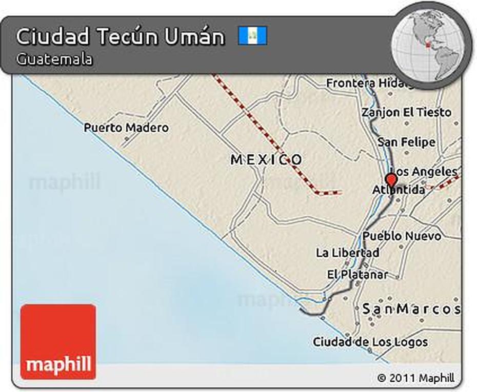 Free Shaded Relief 3D Map Of Ciudad Tecun Uman, Uman, Mexico, Breslov Uman, Uman Yucatan