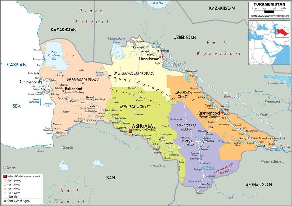 Large Size Political Map Of Turkmenistan – Worldometer, Gyzylgaya, Turkmenistan, Turkmenistan Cities, Turkmenistan History