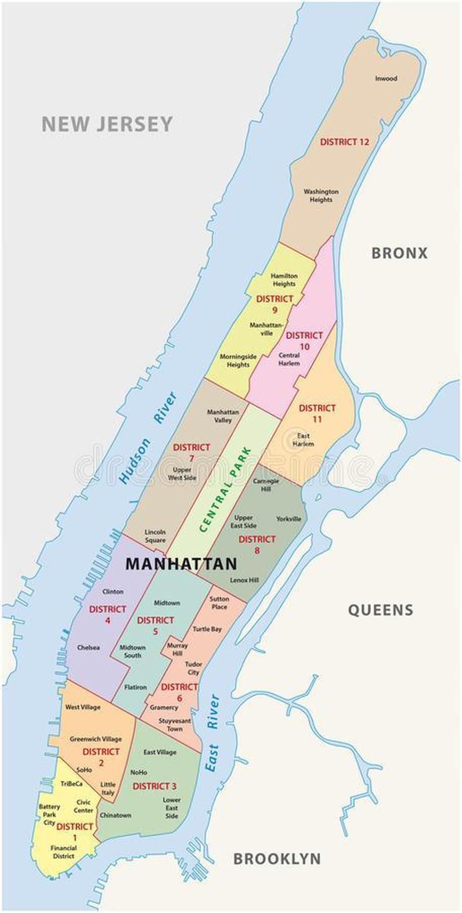Manhattan Administrative Map Stock Illustration – Image: 70577269, Manhattan, United States, United States  For Kids, Detailed  United States