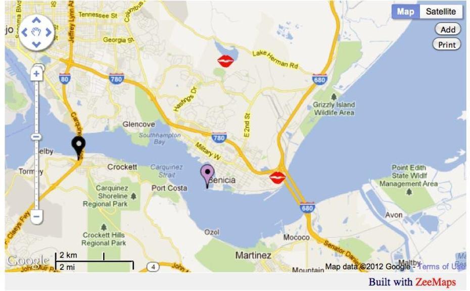 Map: Where Are The Best Places To Kiss In Benicia | Benicia, Ca Patch, Benicia, United States, Benicia History, Arsenal Event