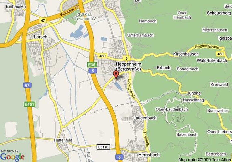 Map Of Top Hotel Am Bruchsee Heppenheim, Heidelberg, Heppenheim, Germany, Alzey Germany, Hiberheim