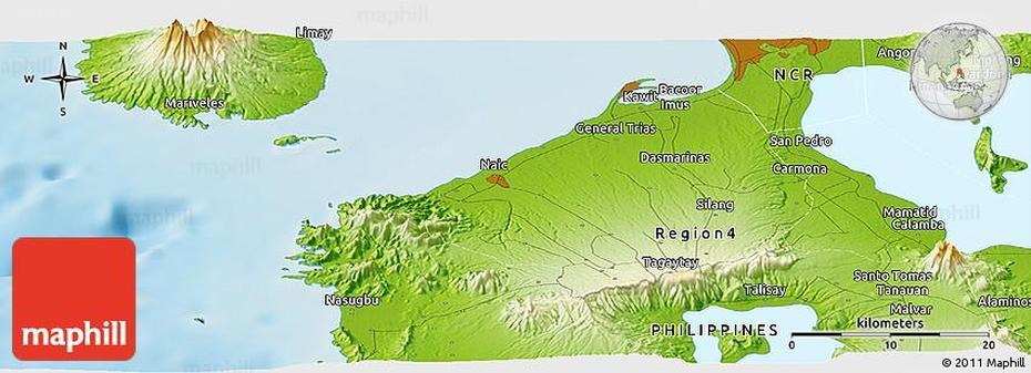 Physical Panoramic Map Of Mendez-Nunez, Mendez-Nuñez, Philippines, Of Mendez Cavite, Rambla De Mendez Nunez