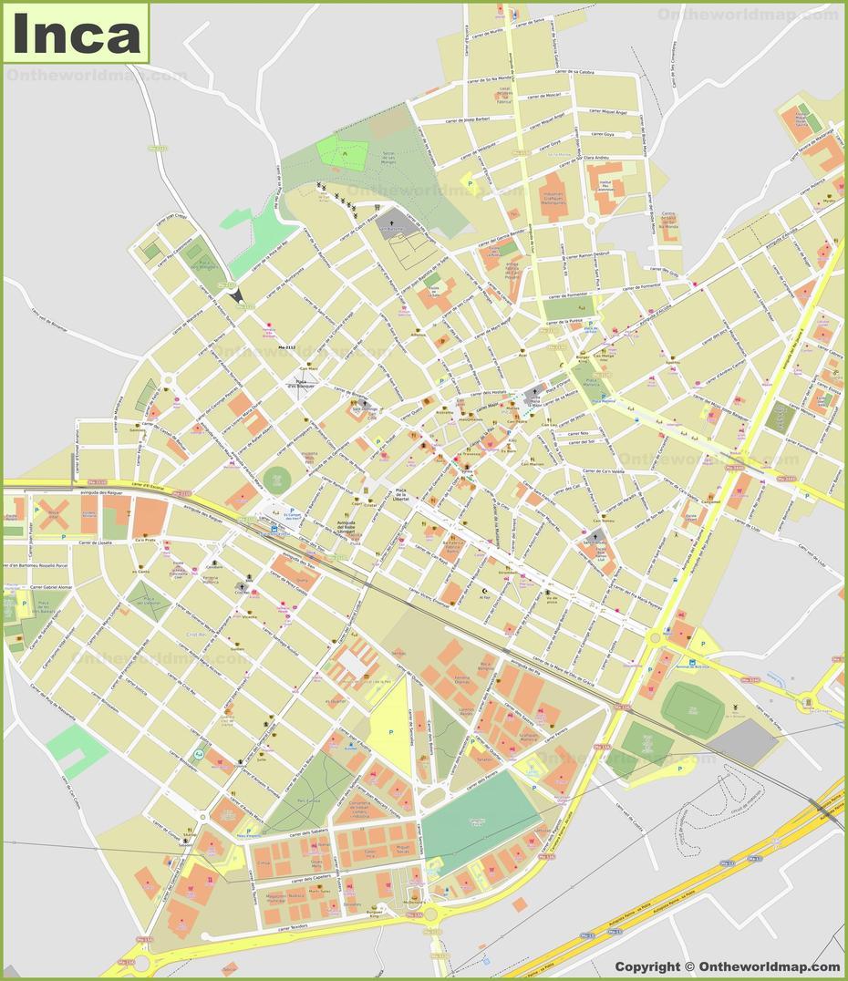 Detailed Map Of Inca, Inca, Spain, Inca Mallorca, Spanish Inca