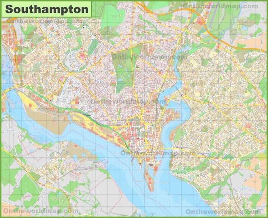 Detailed Map Of Southampton, Southampton, United Kingdom, Ramsgate Railway  Station, Road  Of Kent England