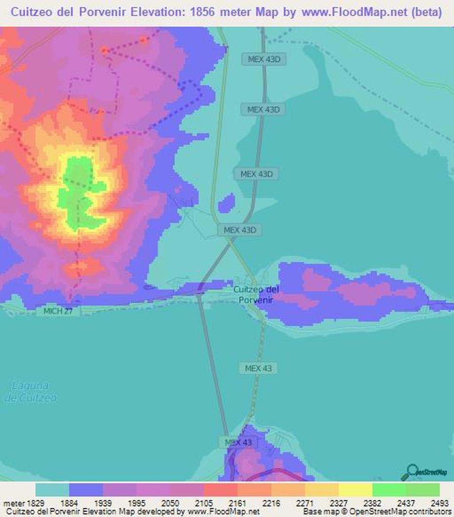 Elevation Of Cuitzeo Del Porvenir,Mexico Elevation Map, Topography, Contour, Cuitzeo Del Porvenir, Mexico, Lake Cuitzeo, Michoacan Mexico