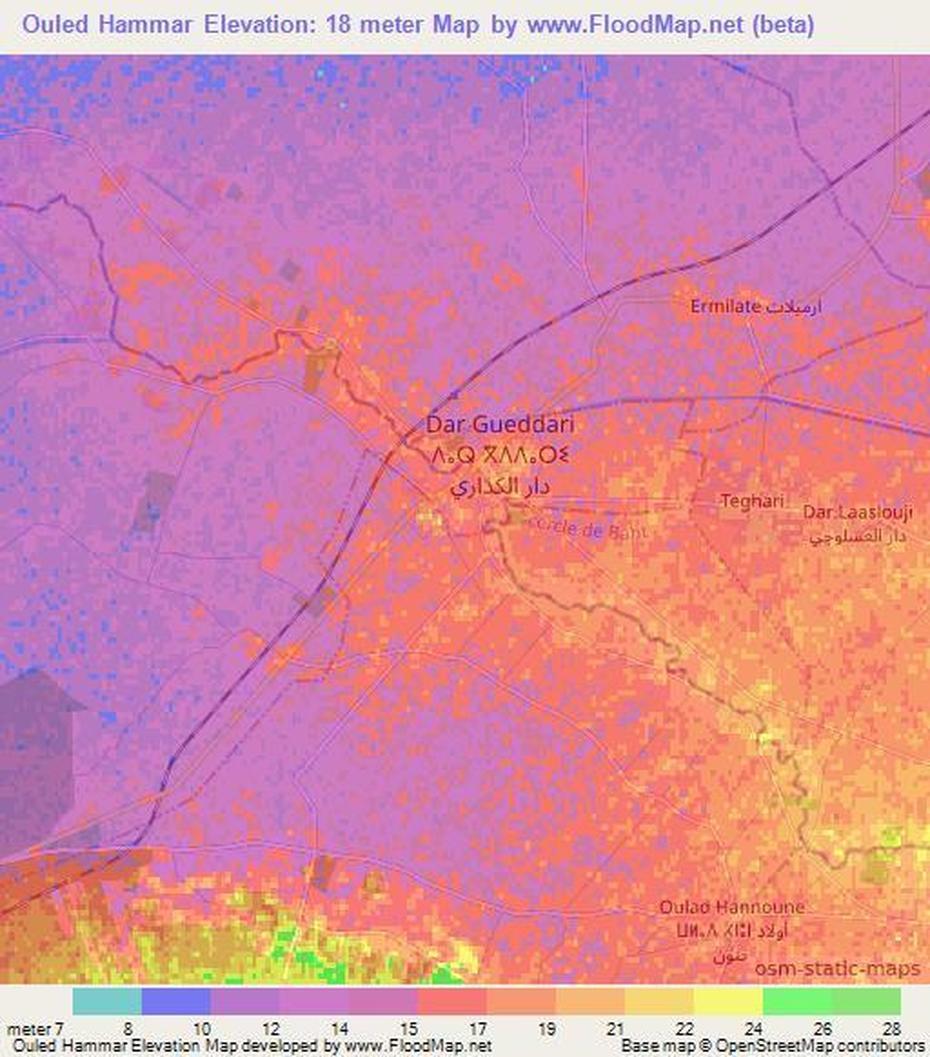 Elevation Of Ouled Hammar,Morocco Elevation Map, Topography, Contour, Oulad Hammou, Morocco, Printable  Of Morocco, Marrakech On