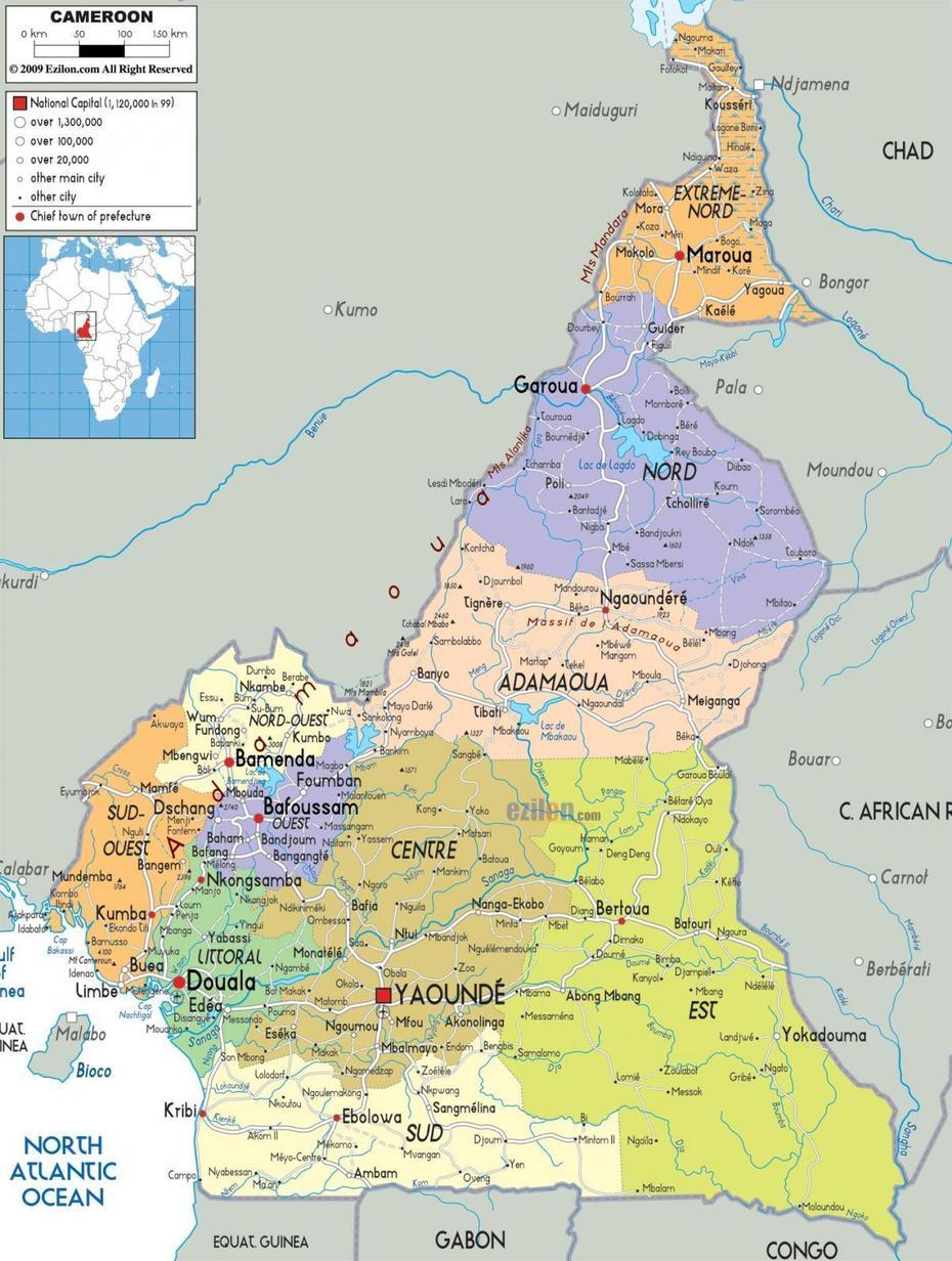 Kamerun Regionen-Karte – Kamerun Karte-Regionen (Mitte Afrika – Afrika), Figuil, Cameroon, Cameroon Mountain, Cameroon Capital