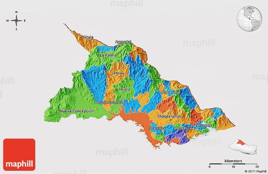 Political 3D Map Of Chalatenango, Cropped Outside, Chalatenango, El Salvador, La Palma Chalatenango, La Palma El Salvador