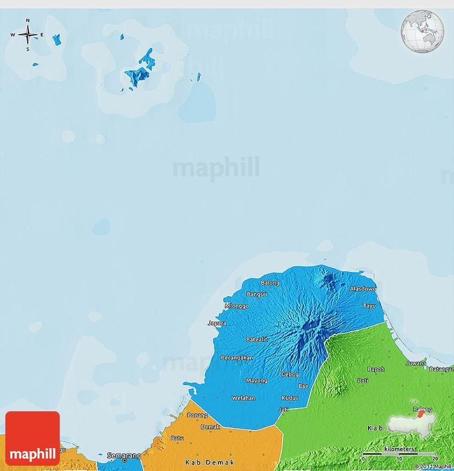 Political 3D Map Of Kab. Jepara, Jepara, Indonesia, Batik Jepara, Kota Jepara