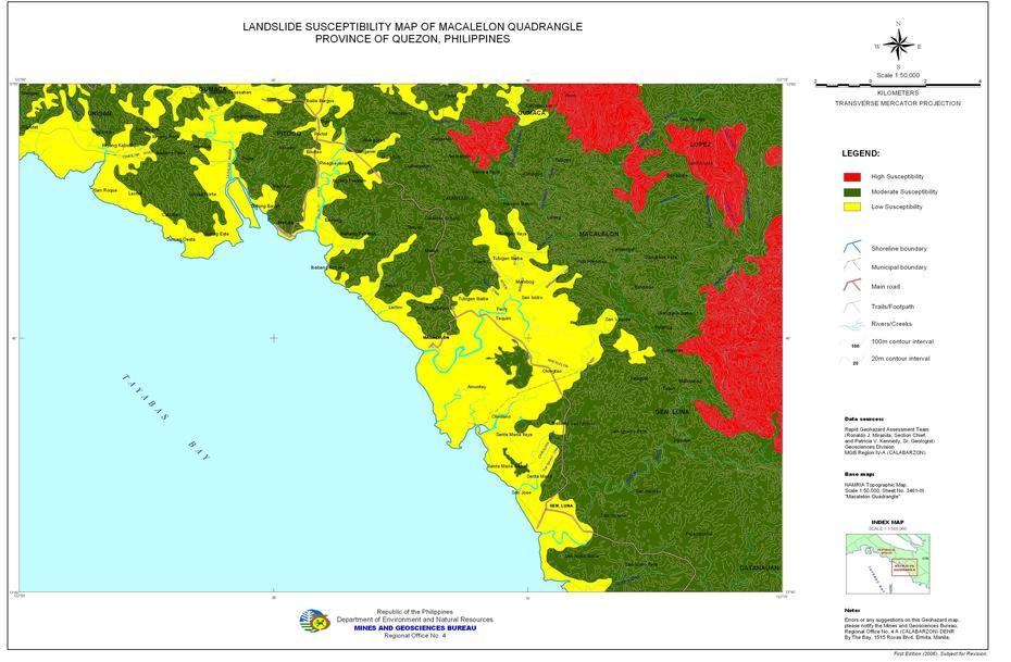Risk Map Region Iv A Quezon Macalelon Landslide | Shelter Cluster, Macalelon, Philippines, Philippines City, Philippines  Cities