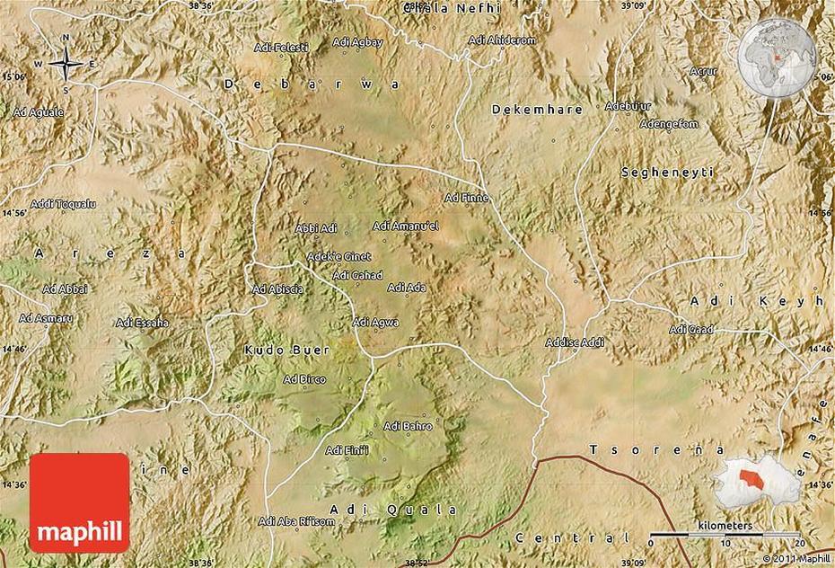 Satellite Map Of Mendefera, Mendefera, Eritrea, Barentu Eritrea, Se Raye Eritrea