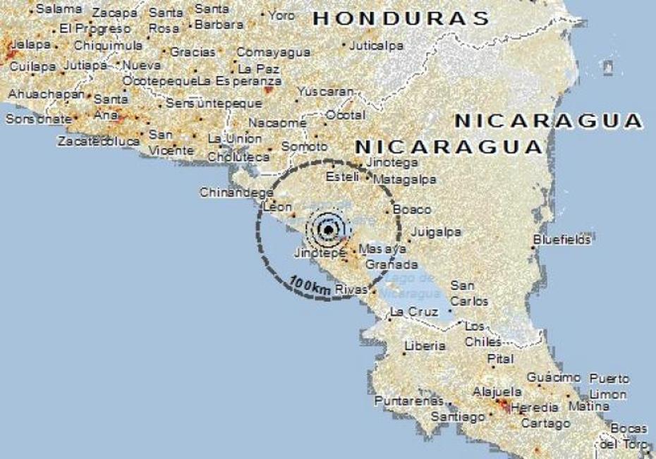 Terremoto Nicaragua, Scossa Di Magnitudo 5.2 A Nagarote, Tutti I …, Nagarote, Nicaragua, Nicaragua Topographic, Municipios De Nicaragua