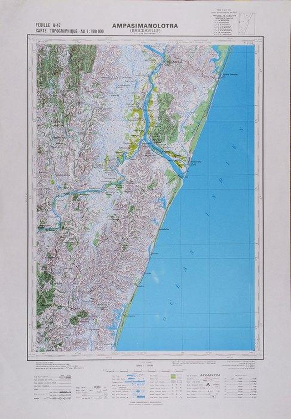 Ampasimanolotra (Brickaville): Feuille U47; Carte Topographique A …, Ampasimanolotra, Madagascar, Madagascar Mountains, Madagascar Rainforest