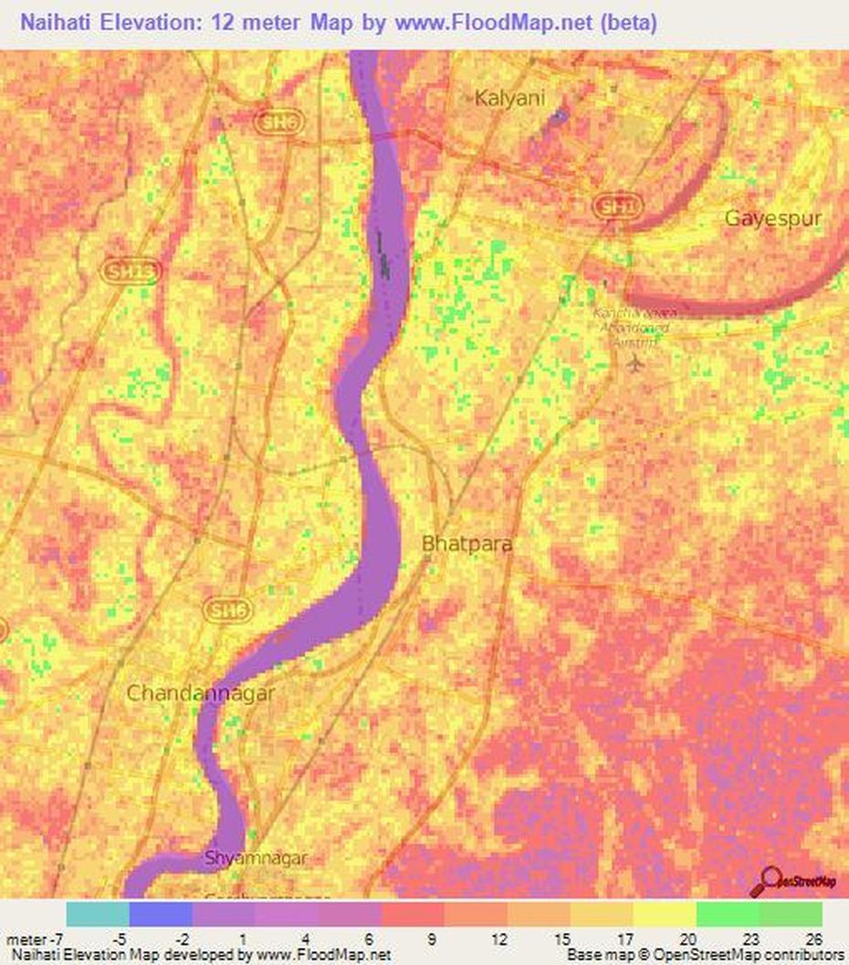 Elevation Of Naihati,India Elevation Map, Topography, Contour, Nauhata, India, India  With City, India  Drawing