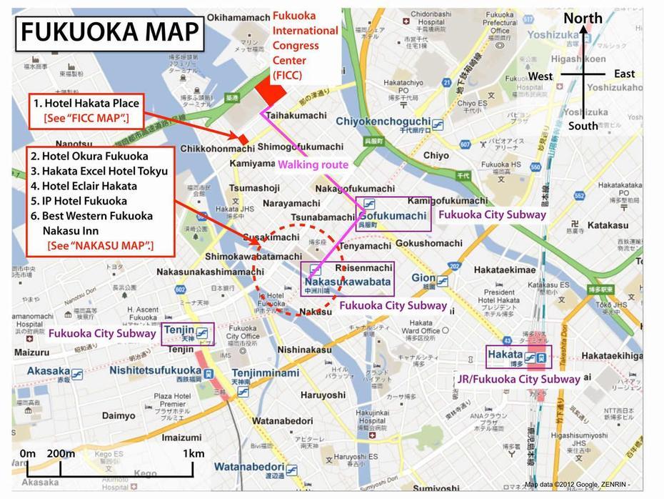 Fukuoka Map, Fukuoka, Japan, Tourist  Of Japan, Fukuoka City