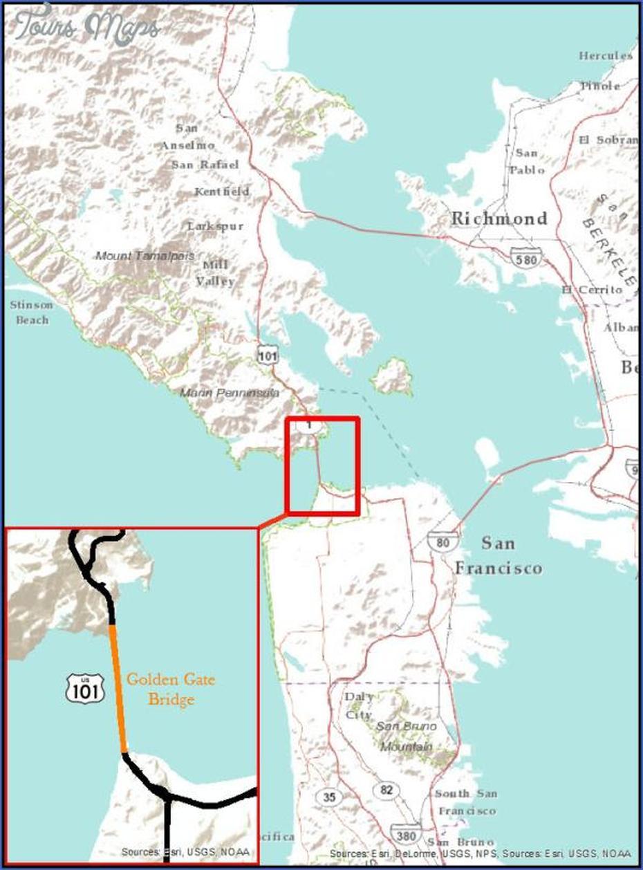 Golden Gate Bridge Map – Toursmaps, Golden Gate, United States, Golden Gate National Park, Golden Gate State Park