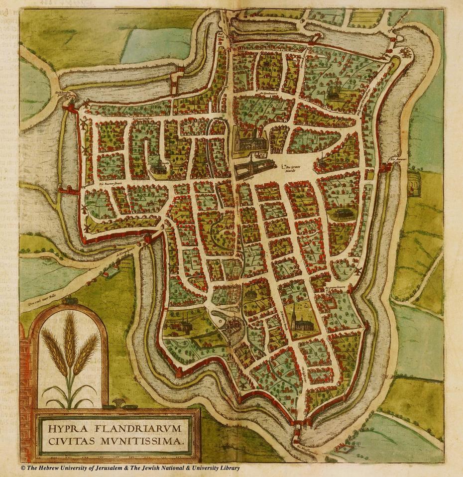 Map Of Ieper, 1575, Braun And Hogenberg, Ieper, Belgium, Ypres Cloth Hall, Ypres Belgium Battlefields