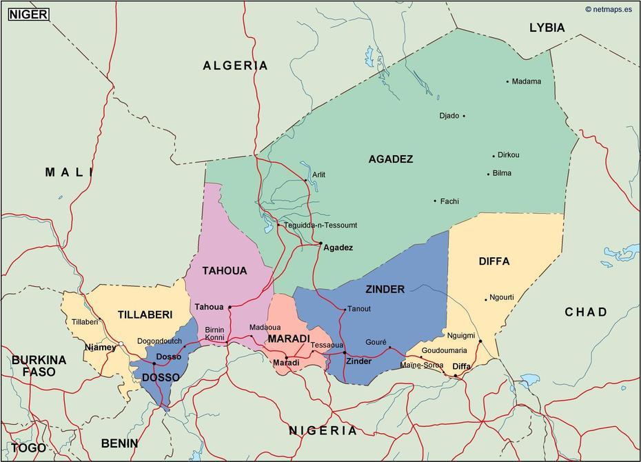 Niger Political Map. Vector Eps Maps. Eps Illustrator Map | Vector …, Dabaga, Niger, Niger Chad, Niger River On World