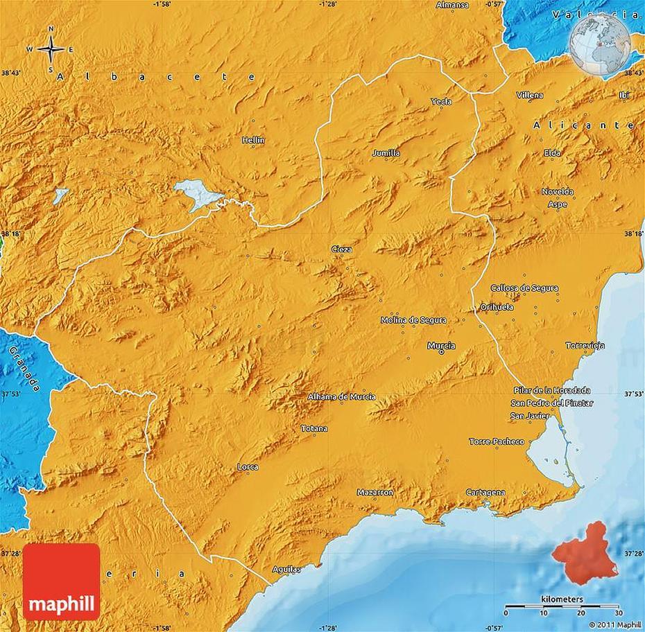 Political Map Of Murcia, Murcia, Spain, San Javier Murcia Spain, Cartagena Murcia Spain