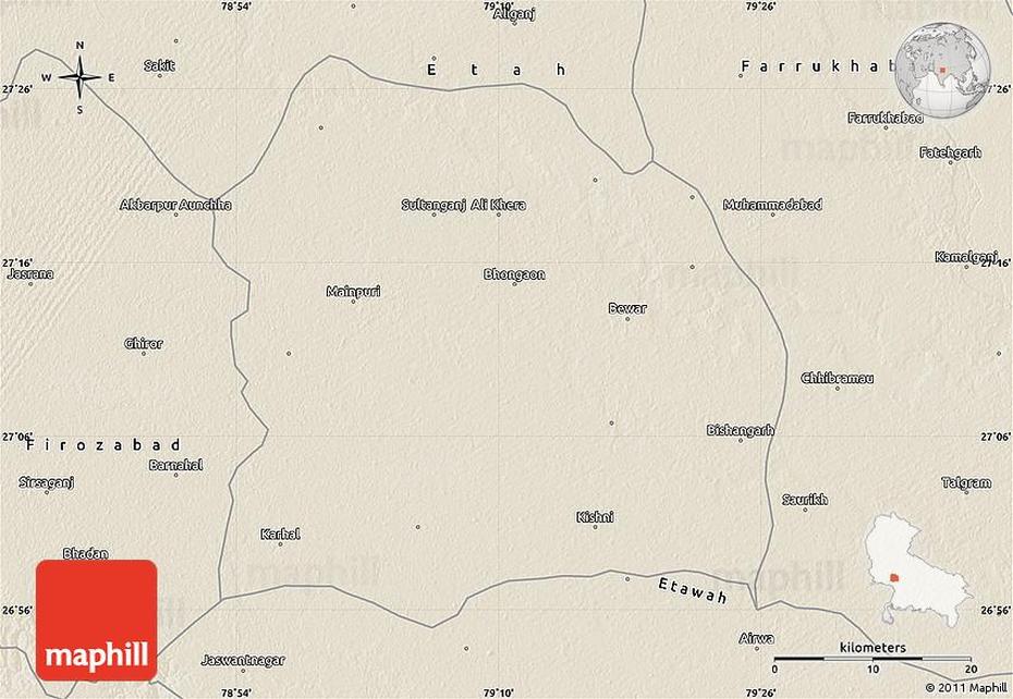 Shaded Relief Map Of Mainpuri, Maināguri, India, India  Graphic, Goa