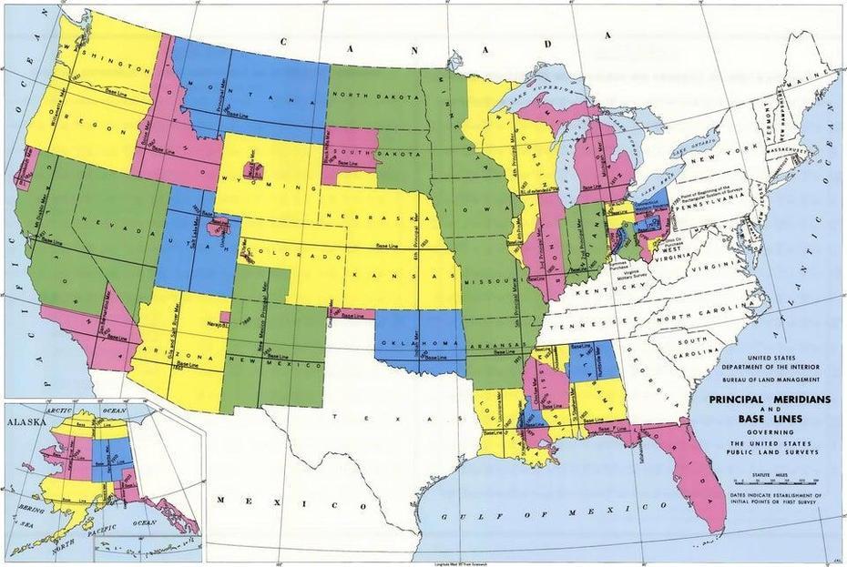 United States  Kids, Large  Of United States And Canada, Principal Meridians, Meridian, United States