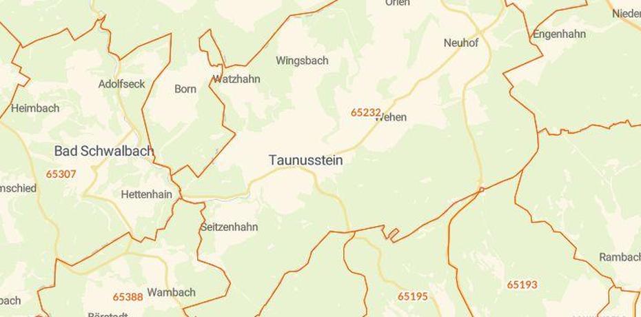 65232 Taunusstein Mit Plz Karte Und Straenverzeichnis, Taunusstein, Germany, Taunusstein Hessen, Straubing