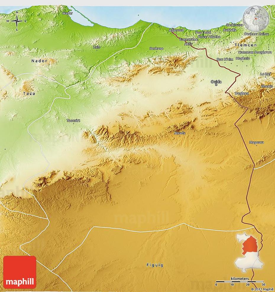 Capital Of Morocco, Morocco Location On World, Physical, Oujda-Angad, Morocco