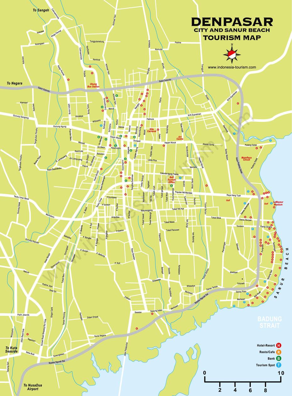 Denpasar Tourist Map – Denpasar  Mappery, Denpasar, Indonesia, Bali In Indonesia, Denpasar City