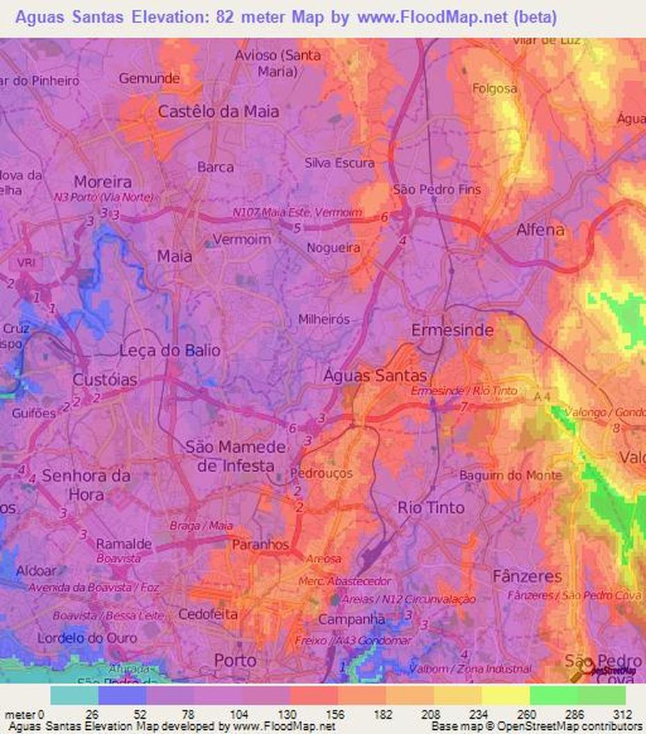 Elevation Of Aguas Santas,Portugal Elevation Map, Topography, Contour, Águas Santas, Portugal, Agua Santa Ecuador, Aguas Santas Escola