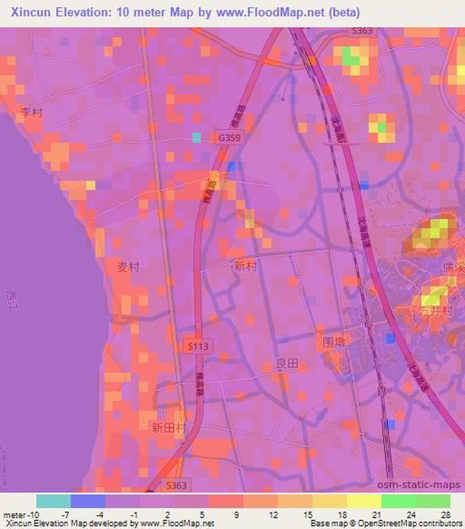 Elevation Of Xincun,China Elevation Map, Topography, Contour, Xincun, China, Communist China, Shanghai In China