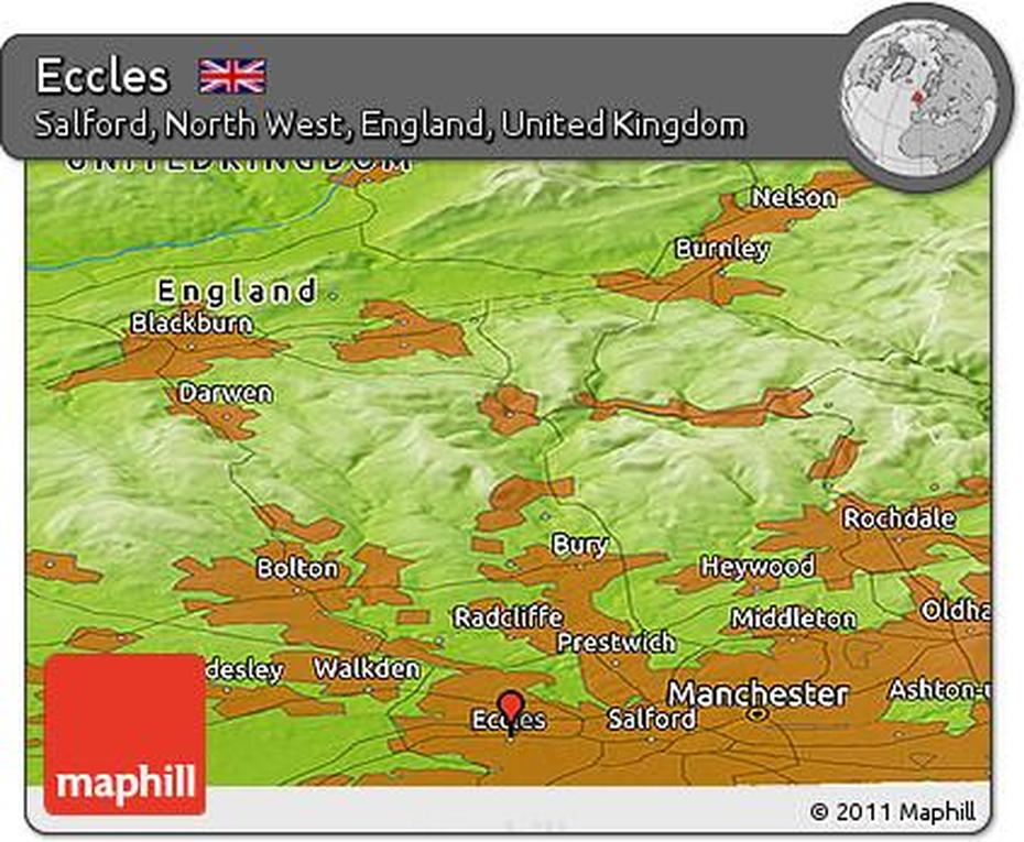 Free Physical Panoramic Map Of Eccles, Eccles, United Kingdom, Driving  Of United Kingdom, United Kingdom Cities