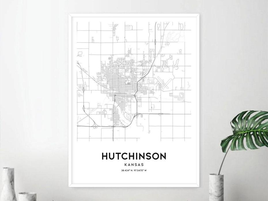 Hutchinson Map Print Hutchinson Map Poster Wall Art Ks City – Etsy, Hutchinson, United States, Hutchinson Kansas Street, Hutchinson Weather