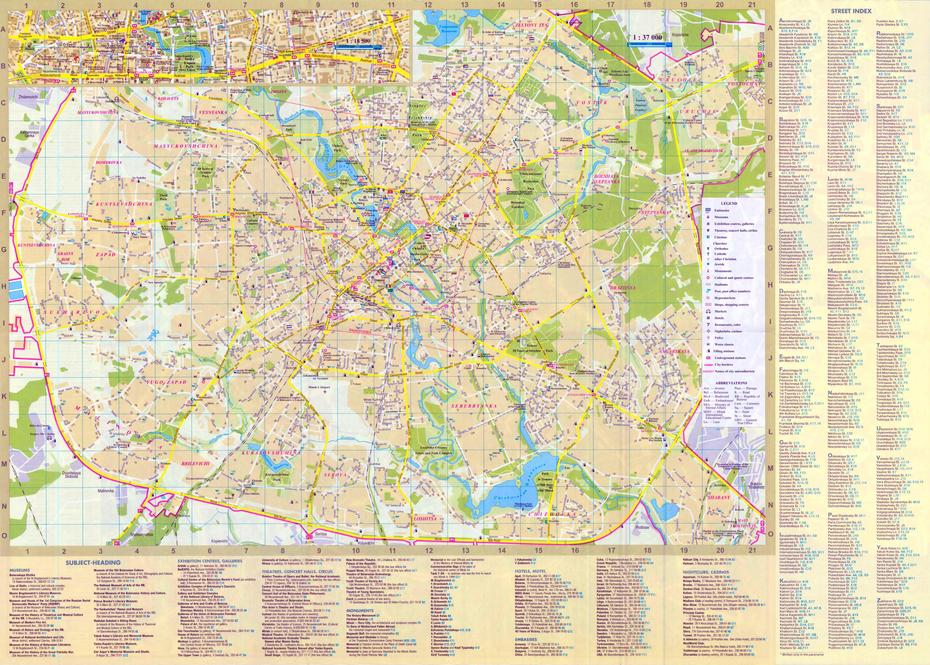 Large Detailed Road And Tourist Map Of Minsk City In English | Vidiani …, Minsk, Belarus, Greater Belarus, Belarus City