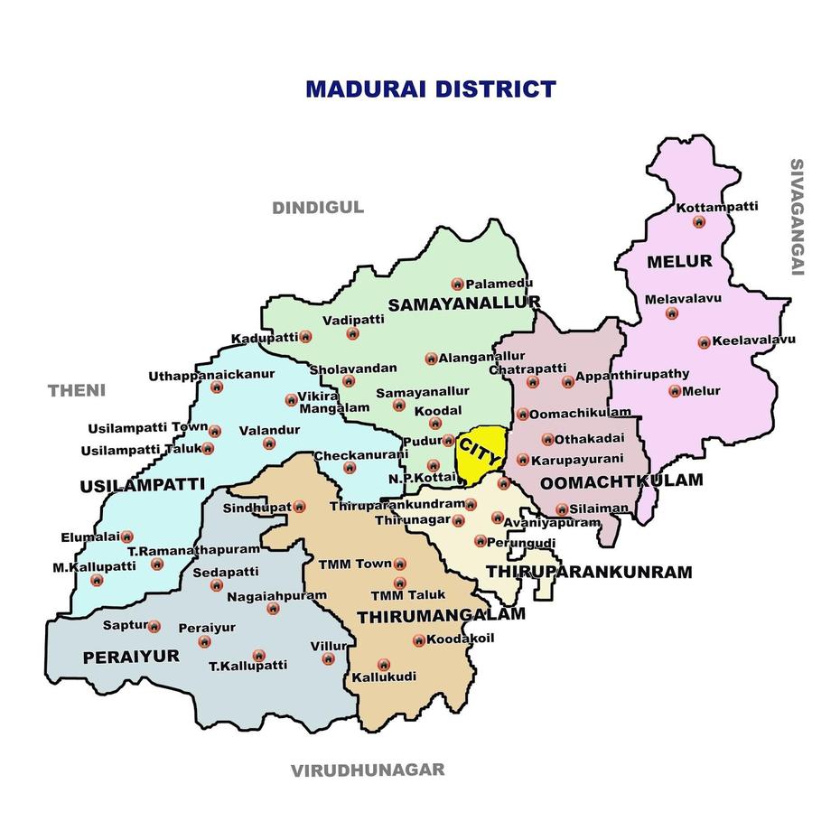 : Madurai City Map, Nethirimangalam, India, Tirumala, Indian Police Station