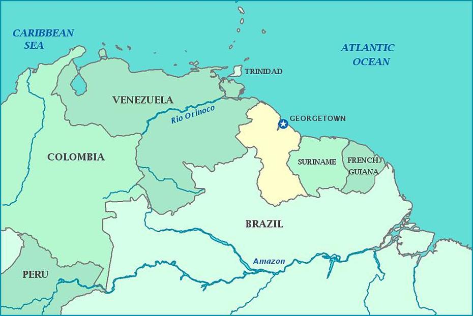 Map Of Guyana, Ciudad Guayana, Venezuela, Venezuela On World, Guayana Esequiba