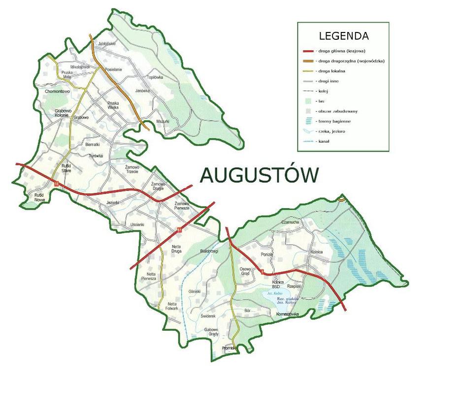 Mapa Augustow | Mapa, Augustów, Poland, Debica Poland, Poland Canals