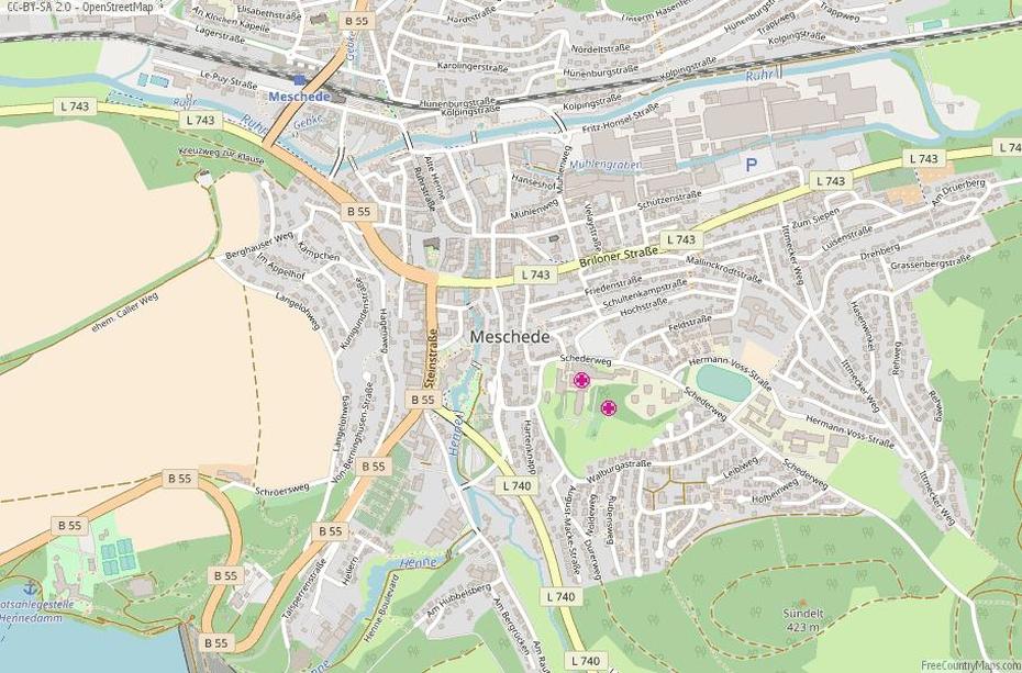 Meschede Map Germany Latitude & Longitude: Free Maps, Meschede, Germany, Westfalen Germany, Germany  Printable