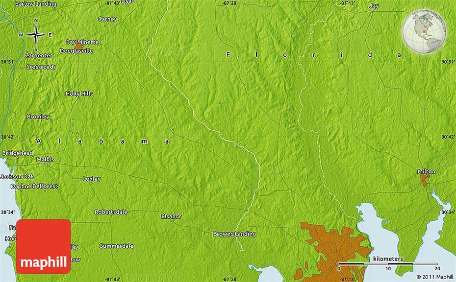 Physical Map Of Milton, Milton, United States, Milton, United States