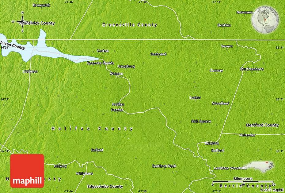 Physical Map Of Northampton County, Northampton, United States, United States  With Major Cities, United States  Names