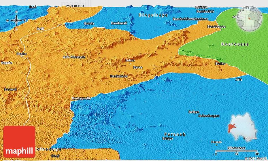 Political Panoramic Map Of Dabola, Dabola, Guinea, Guinea Country, Guinea In Africa