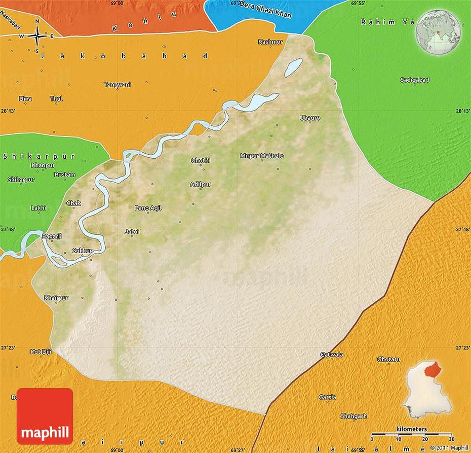 Satellite Map Of Sukkur, Political Outside, Sukkur, Pakistan, Sindh Pakistan, Sukkur Pic