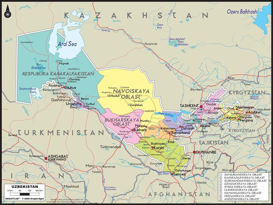 Uzbekistan Political Wall Map | Maps, Oqtosh Shahri, Uzbekistan, Uzbekistan Attractions, Uzbekistan Capital
