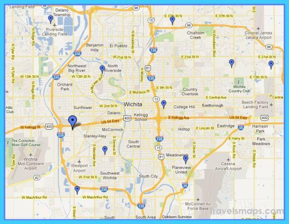 Awesome Map Of Wichita Kansas | Wichita Kansas, Wichita, Map, Wichita, United States, Wsu Campus  Printable, New Orleans On Us